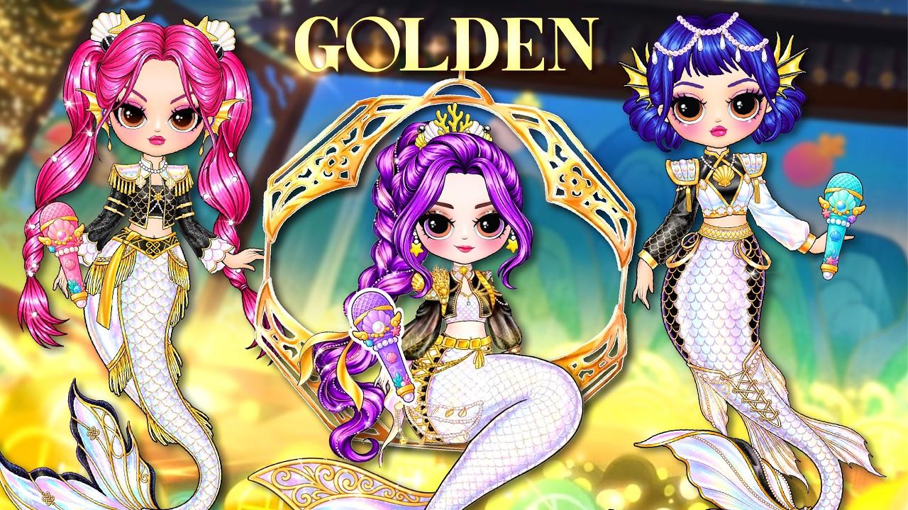 K-Pop Demon Hunters: Huntrix Transform into &ldquo;Golden&rdquo; Mermaids! | DIY Fashion Paper Dolls
