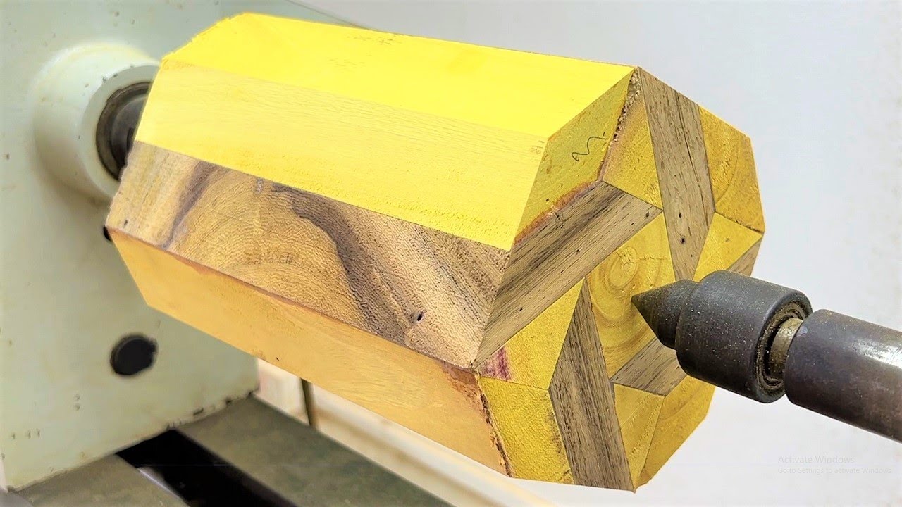 Excellent Woodturning Combined With Different Colored Wood Pieces Has Created A Perfect Masterpiece