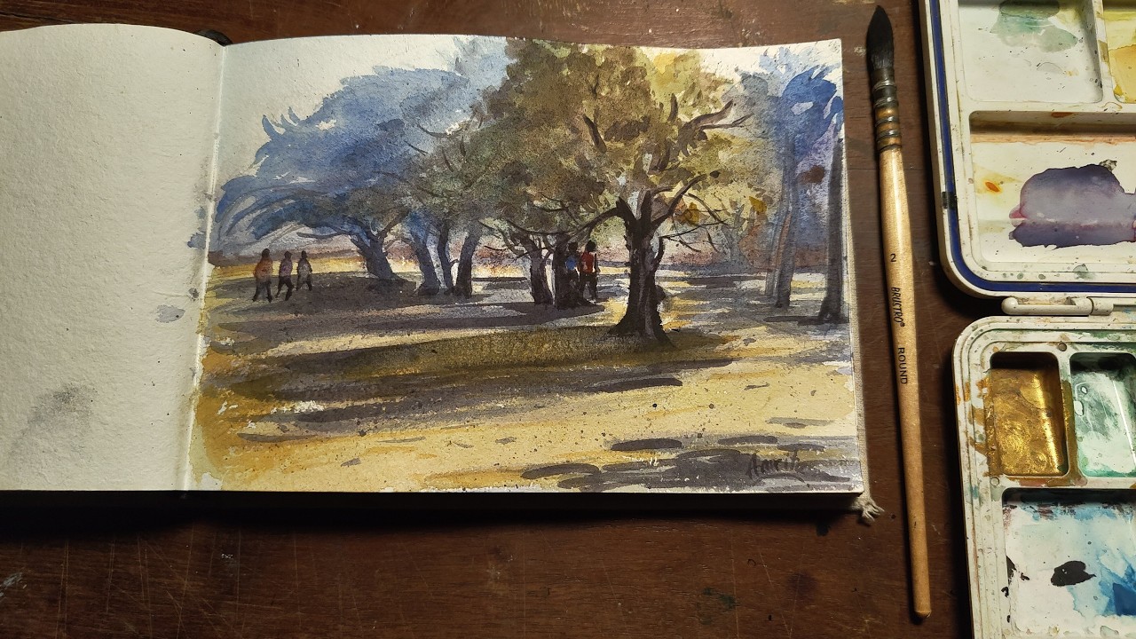 Quick & Easy Loose Watercolor Trees | Painting Light & Shadows | Full Process