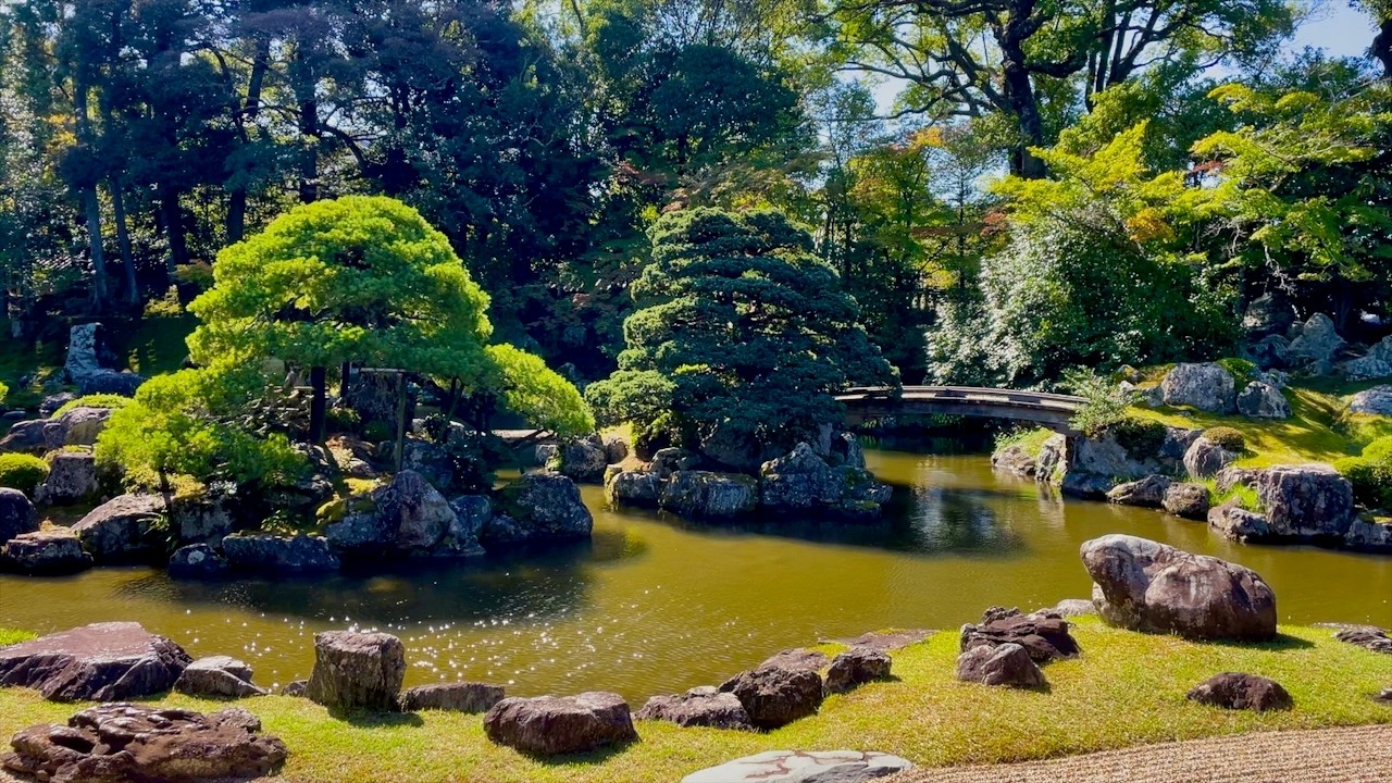 Kyoto Sanbo-in, (Daigo-ji) | Shoin Нац. сокр.: о-ва журавля/черепахи, 3-ярусн. каскад, камень Fujito