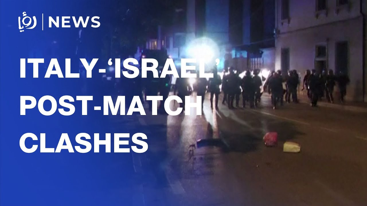 Police clash with pro-Palestinian protesters during Italy-&rsquo;Israel&rsquo; World Cup qualifier