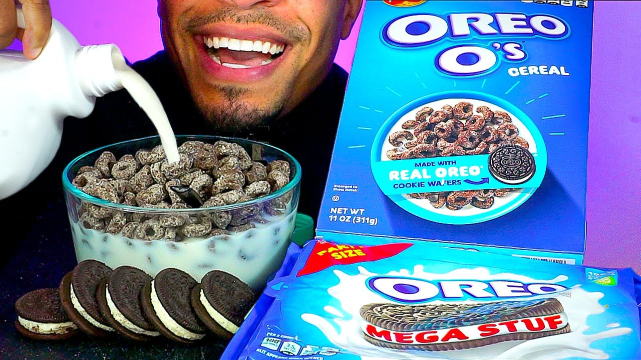 ASMR OREO O'S COOKIE CEREAL MILK | EATING MOUTH SOUNDS NOISES NO TALKING | MUKBANG