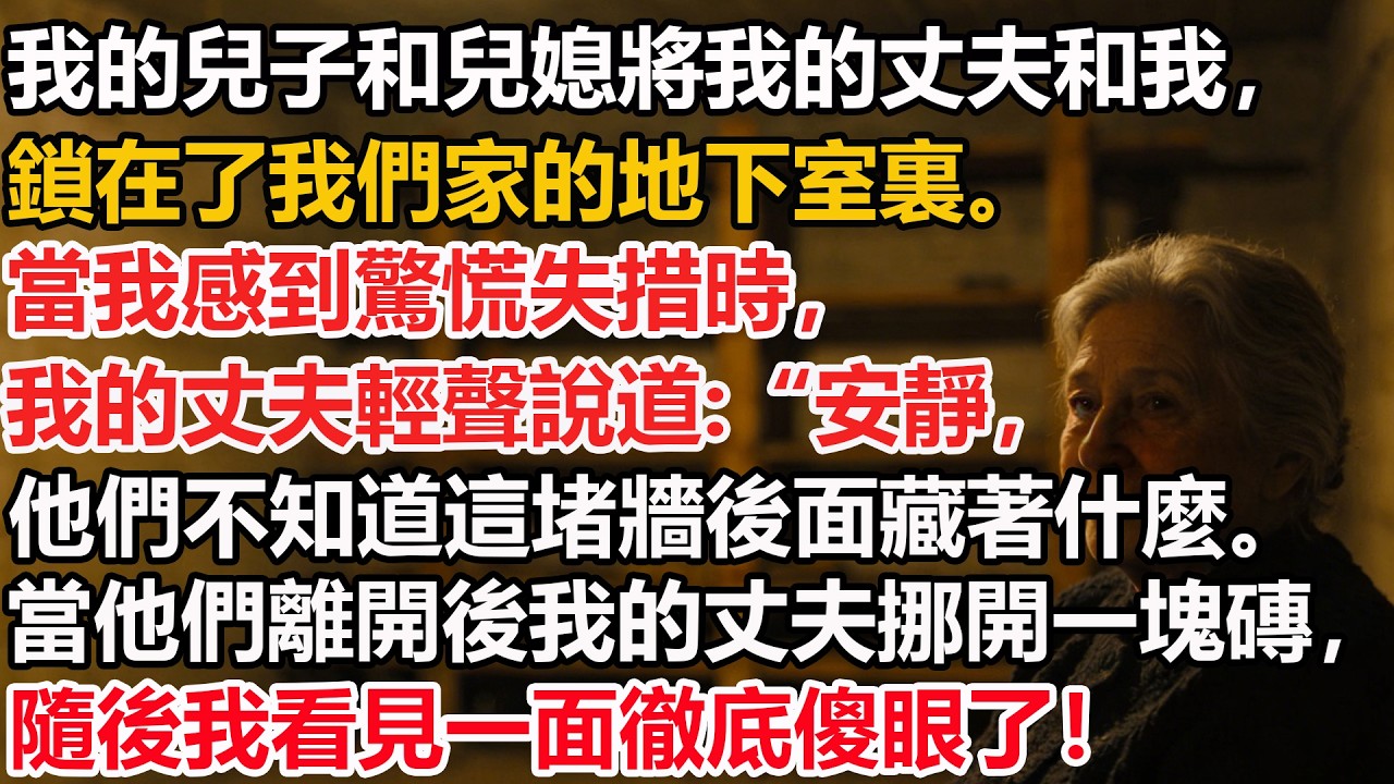 我的兒子和兒媳將我的丈夫和我，鎖在了我們家的地下室裏。當我感到驚慌失措時，我的丈夫輕聲說道:“安靜，他們不知道這堵牆後面藏著什麼。當他們離開後我的丈夫挪開一塊磚，隨後我看見一面徹底傻眼了！