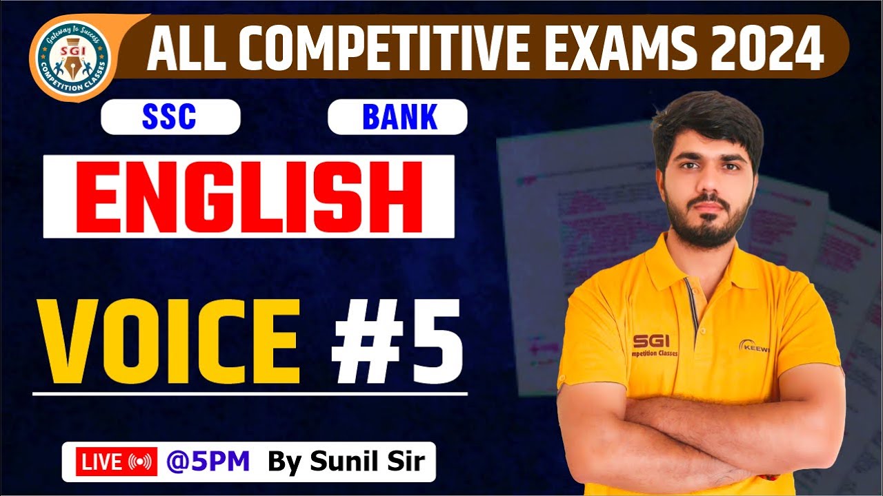 English Voice Concept & Practice Class Set #5 | For CET, SSC CGL, CPO, CHSL, CDS | SBI/IBPS PO/Clerk