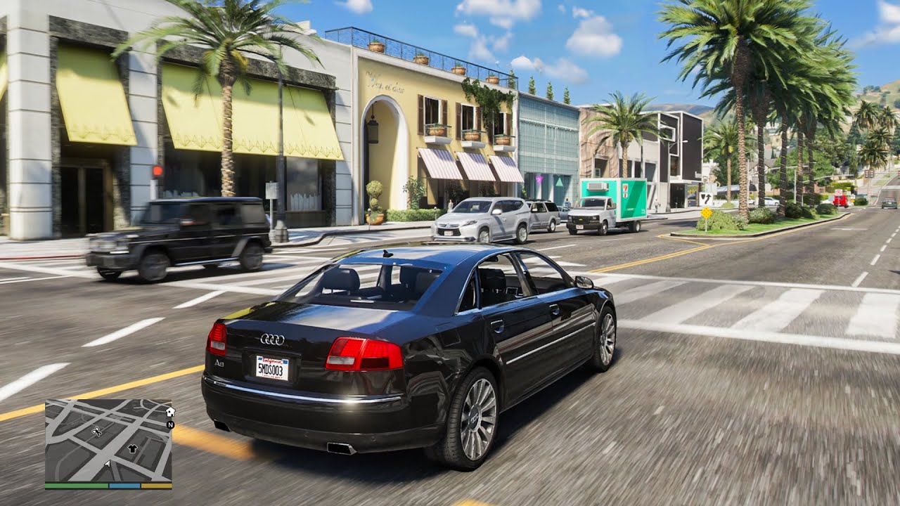 GTA 5 - Real Life Los Angeles Traffic Mod & NaturalVision Evolved / Raw 1h Gameplay
