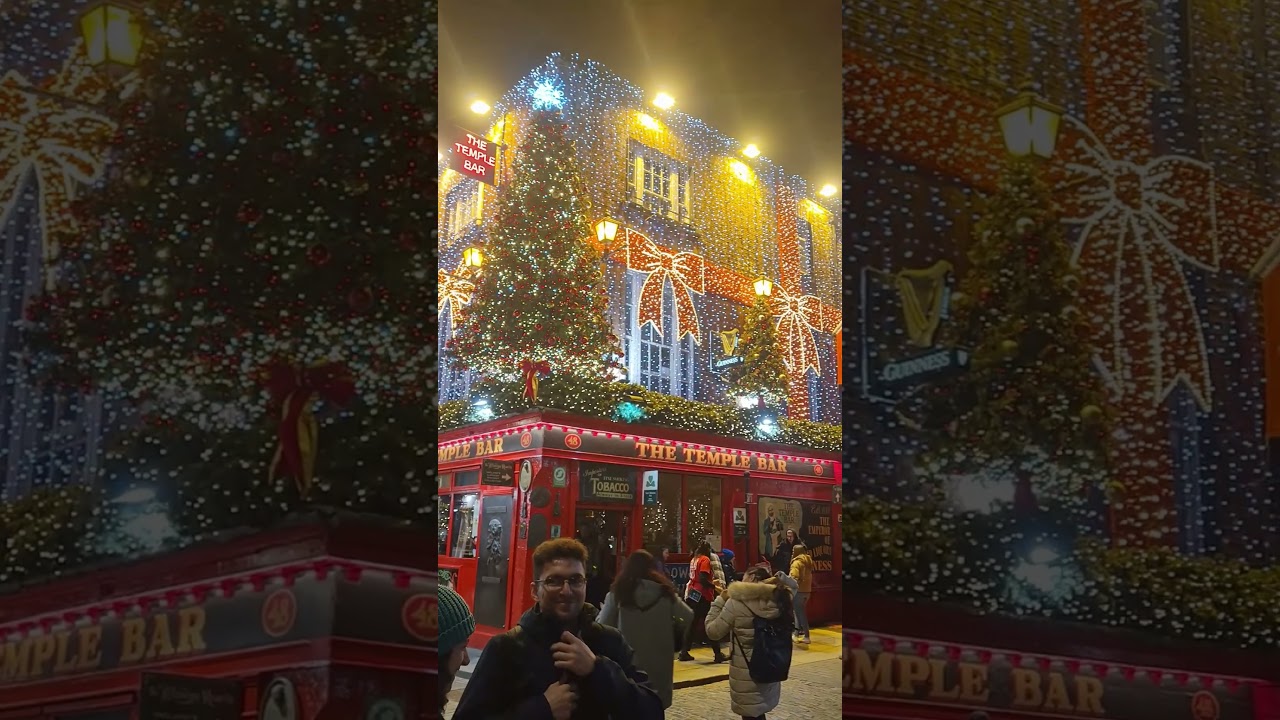 Christmas Time in Ireland's Temple Bar Dublin pt2 #foryou #ireland #dublin #followme #reels #shorts