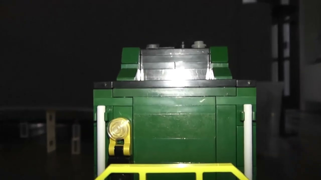 Lego steam train on a bridge