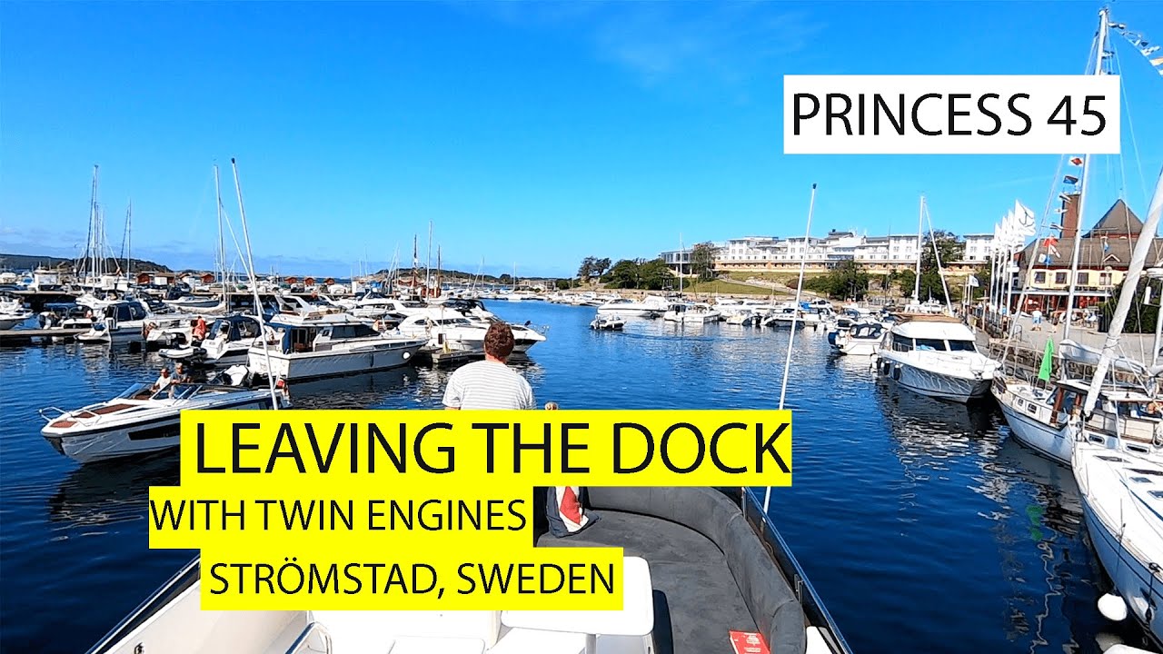 Leaving the dock in Strömstad | Princess 45 | Twin engines