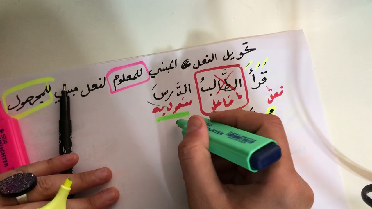 الفعل المبني للمعلوم والفعل المبني للمجهول / الصف السابع