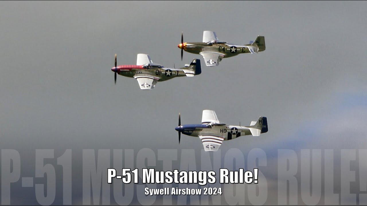 P-51 Mustangs Rule! - '109' Buchons chase P-47 Thunderbolt, seen off by P-51 Mustangs.