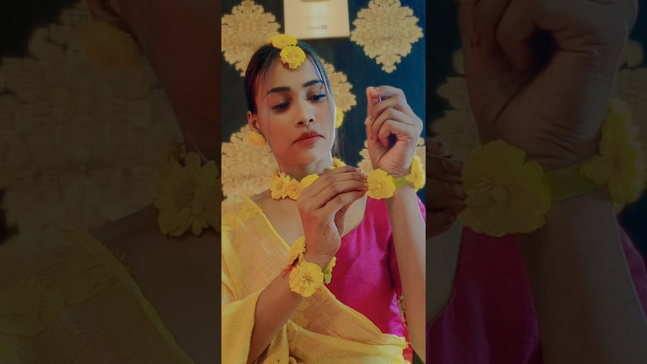 Let's make Real Flower jewellery🌼 For Haldi🧡 #realflower #hack#flowerjwellery#shortsfeed#ashortaday