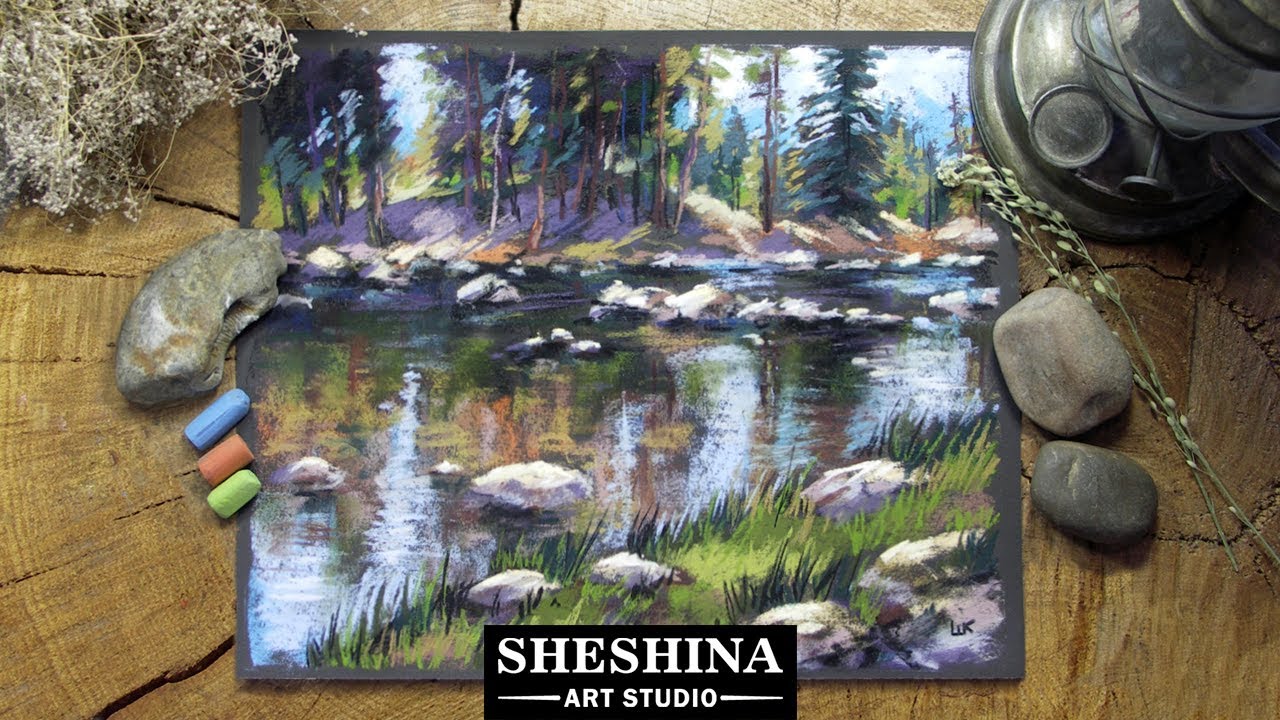 How to draw Reflections on the water with soft pastels 🎨 LANDSCAPES