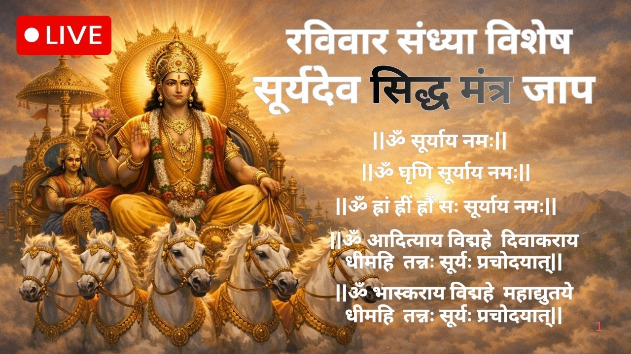 🔴 LIVE Evening रविवार विशेष सूर्यदेव सिद्ध मंत्र जाप  | धन, स्वास्थ्य और सफलता के लिए