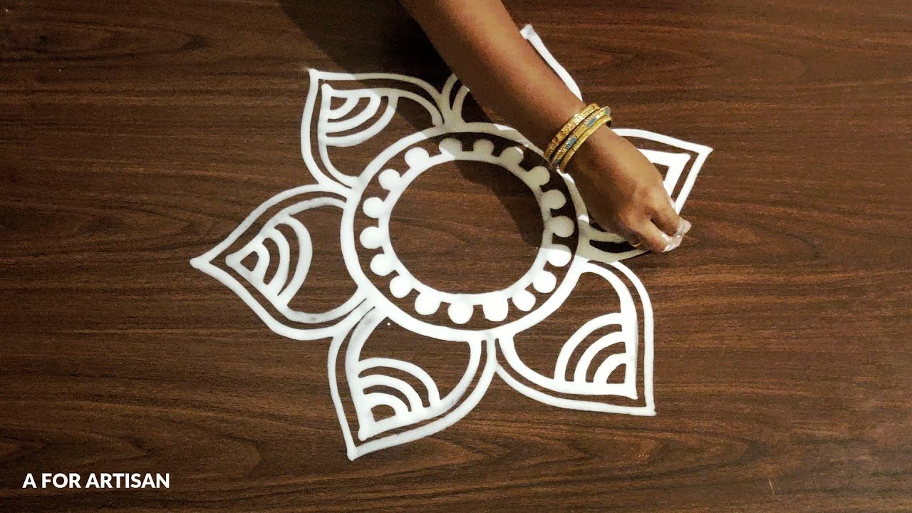 Easy Round Flower Jhoti Chita Designs for Laxmi Puja / Easy and Simple Alpona Designs /Easy Rangoli