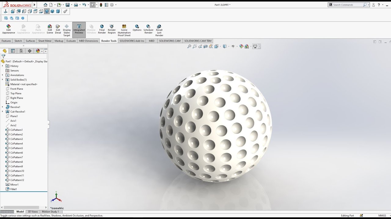 УЧЕБНОЕ ПОСОБИЕ ПО SOLIDWORKS | МЯЧ ДЛЯ ГОЛЬФА В SOLIDWORKS
