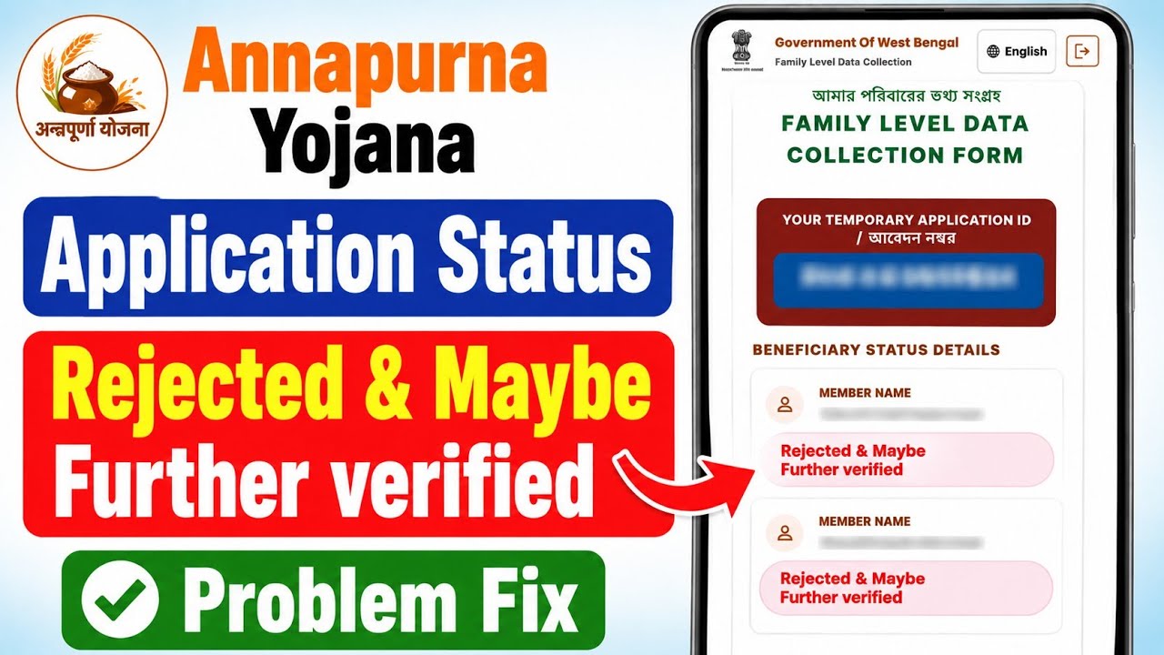 Annapurna Yojana Status: Application 'Rejected - Maybe Further Verified', What To Do Now?