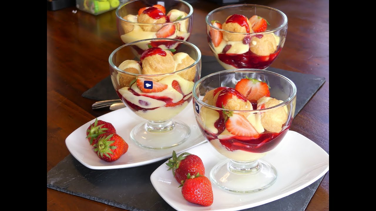 Blitzdessert/5 Zutaten/Windbeutel Dessert mit frischen Erdbeeren/ Vanille Traum/No Bake für Genießer
