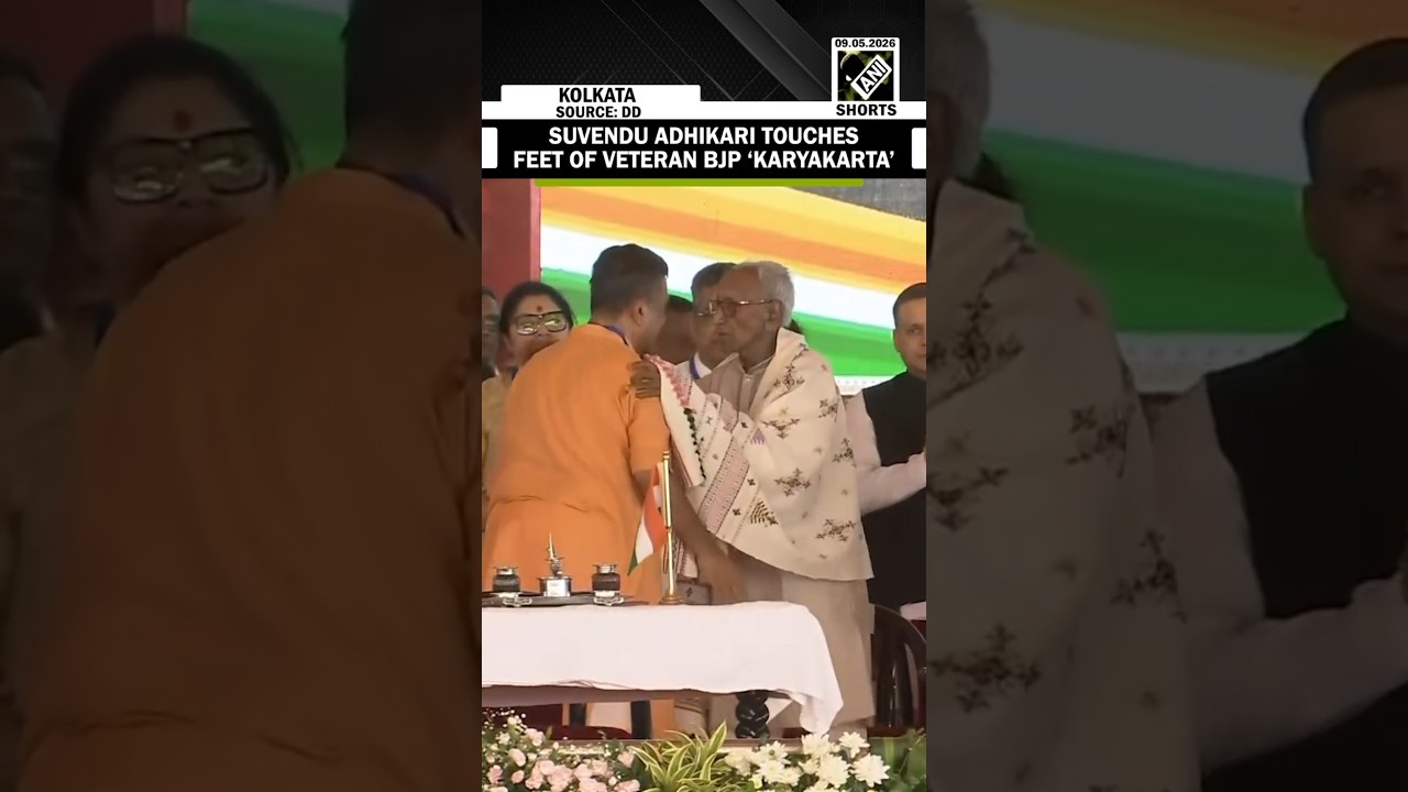 Suvendu Adhikari seeks blessings from veteran BJP worker Makhan Lal Sarkar