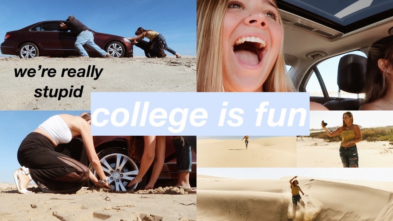 sorority girls get car stuck in sand lol