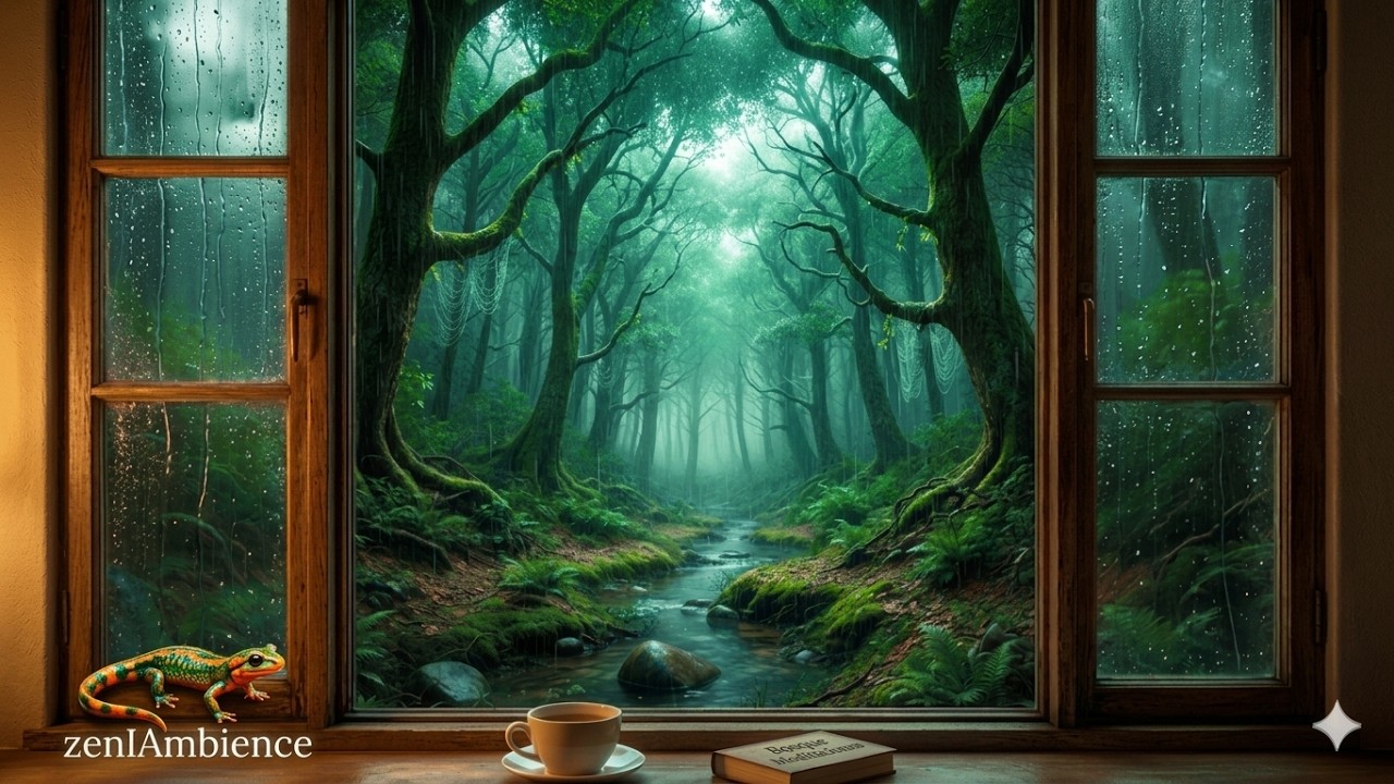 DEEP FOREST RAIN 🌲 Gentle Wind Sounds for Focus & Study