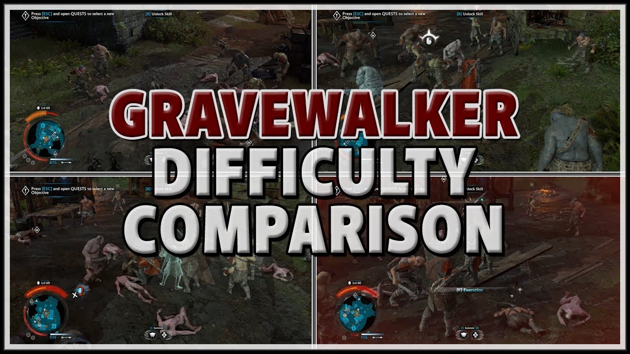 [Shadow of War] INSANELY HARD! - Gravewalker Difficulty Comparison