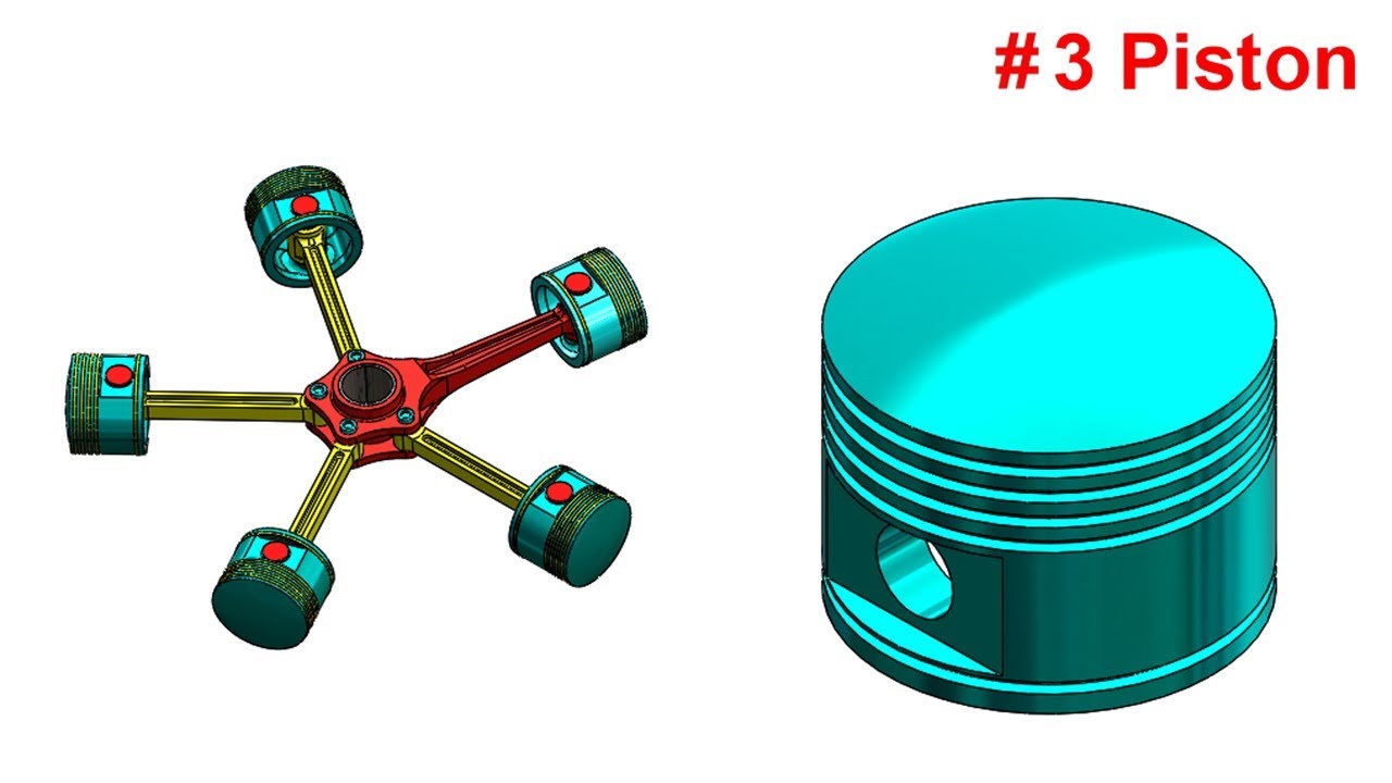 💫CREO TUTORIAL || RADIAL ENGINE || Design of PISTON.