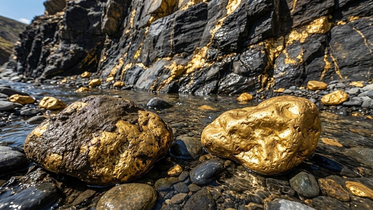 Giant Gold Nuggets Lying in a River Unreal Discovery!
