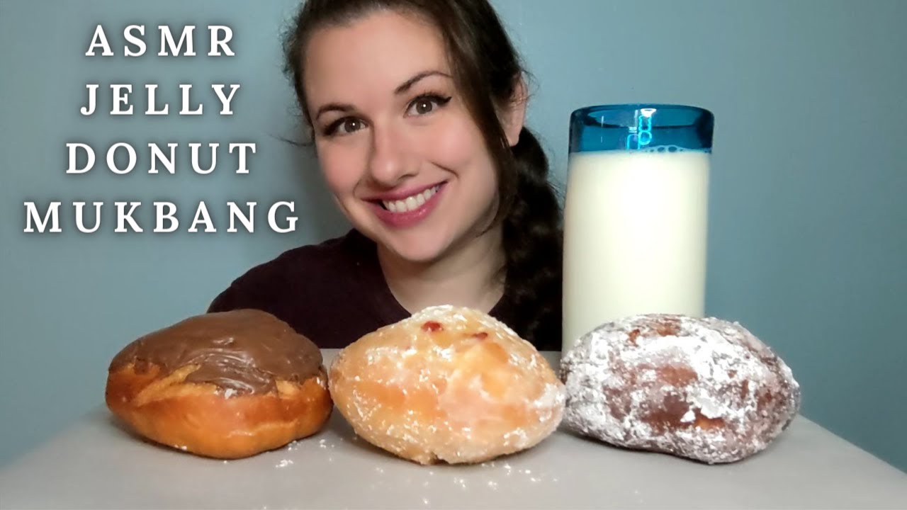 ASMR JELLY DONUT MUKBANG | Raspberry, Cranberry, & Dulce de Leche Donuts | Eating Show *No Talking