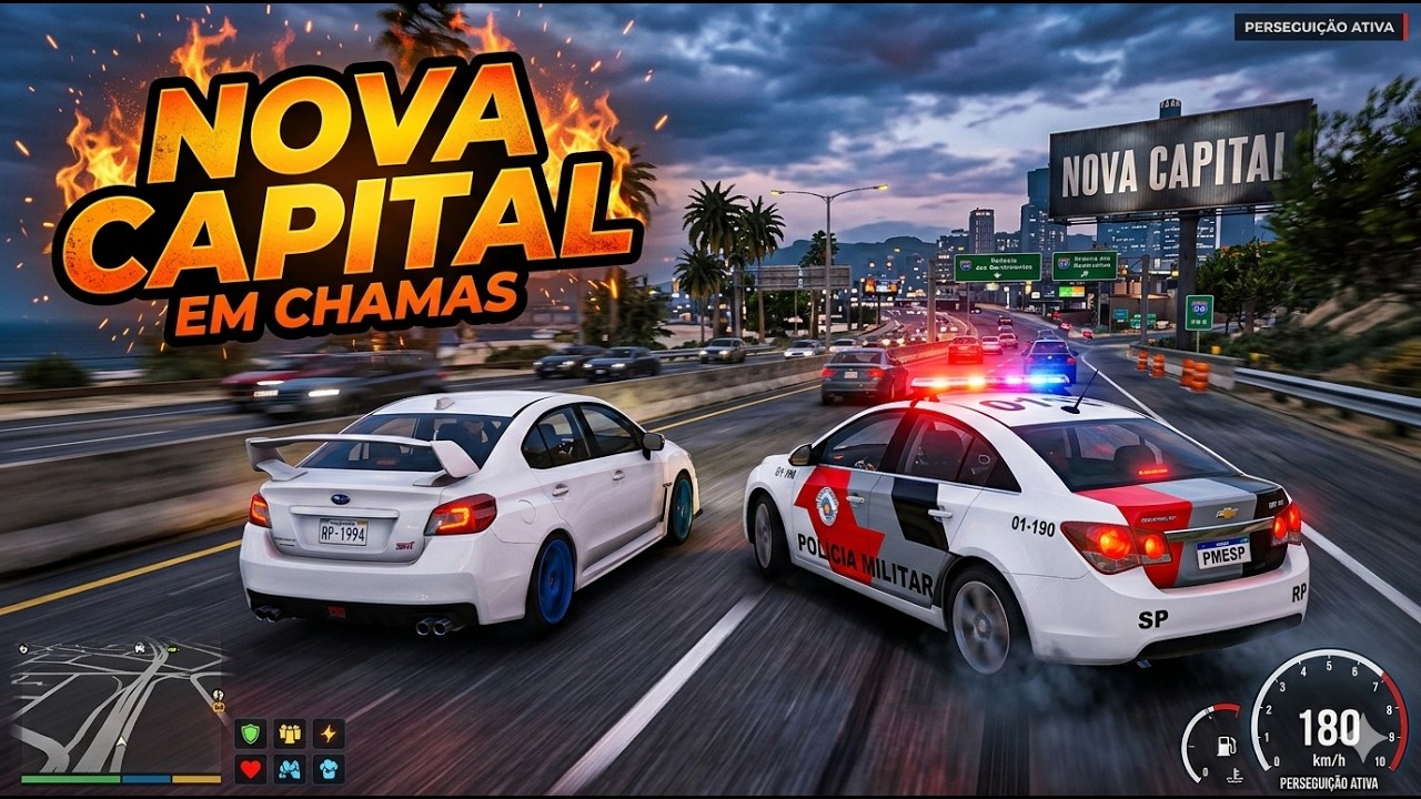 🚨 PERSEGUIÇÃO POLICIAL: Subaru Branco Tentando Escapar 😆 | MTA-RP | Nova Capital