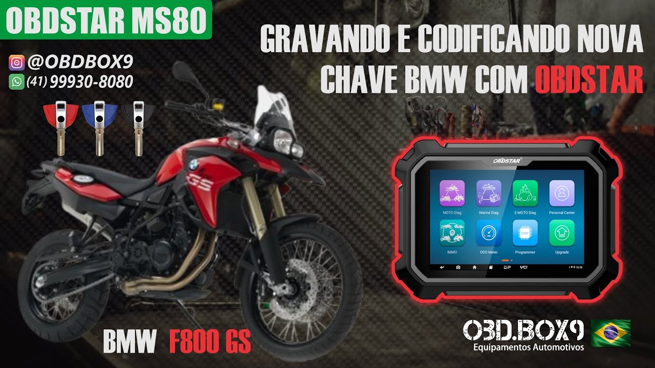 Gravando nova chave BMW F800 GS com OBDSTAR MS80 FULL
