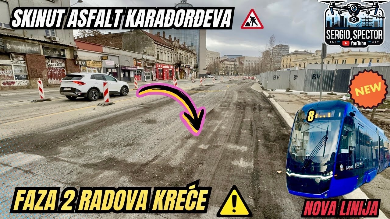 Beograd na vodi - Skinut Asfalt u Karađorđevoj Faza II radova, Hram Svetog Save i Slavija #beograd