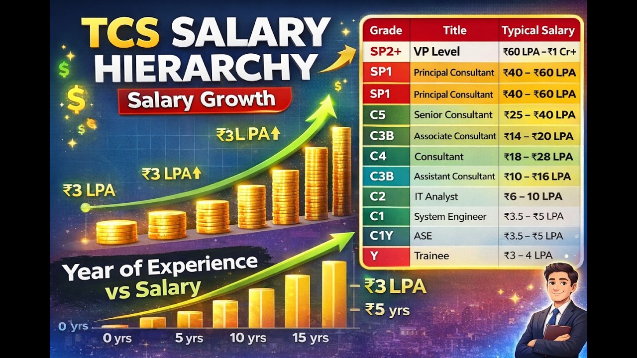 TCS Salary Structure 2026 | Y, C1, C2, C3A, C3B, C4, C5, SP Levels Explained