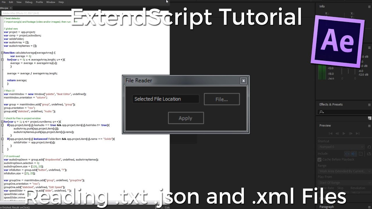 After Effects Scripting Tutorial: Reading Files (.txt .json .xml)