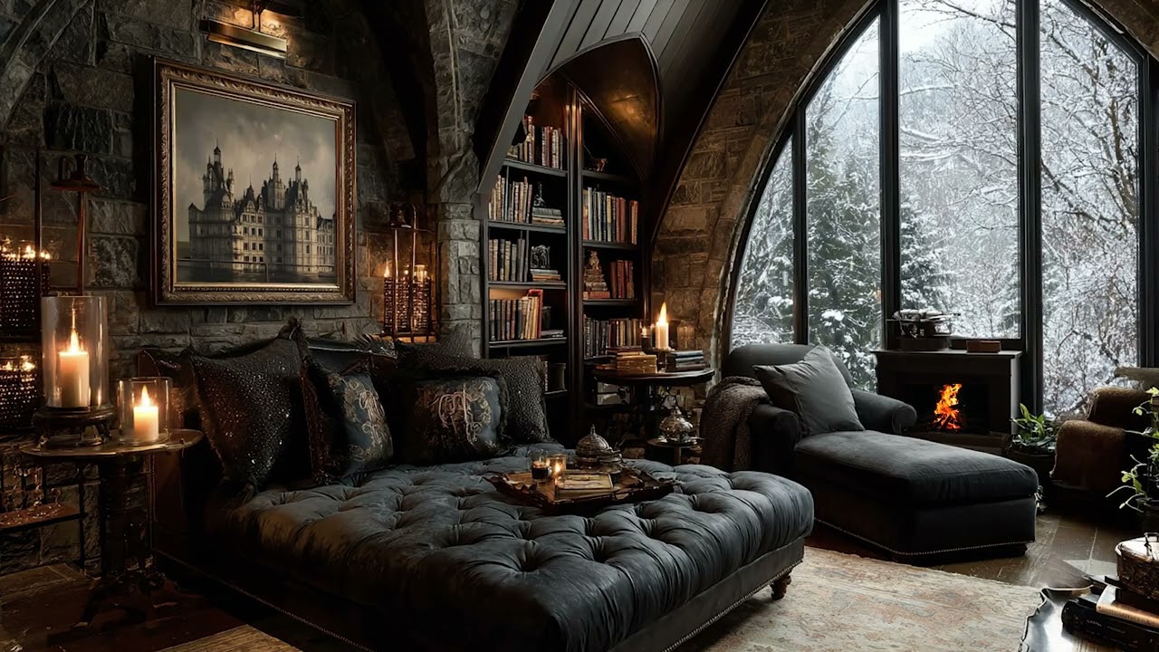 Warm Bedroom Winter Piano | Slow Piano Melodies While Snow Covers the Streets and Rooftops Outside
