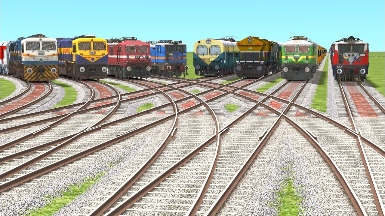 8 INDIAN TRAIN CROSSING ON ONE SIDED CURVED BRANCHED RAILROAD | Train Videos | Indian Railway