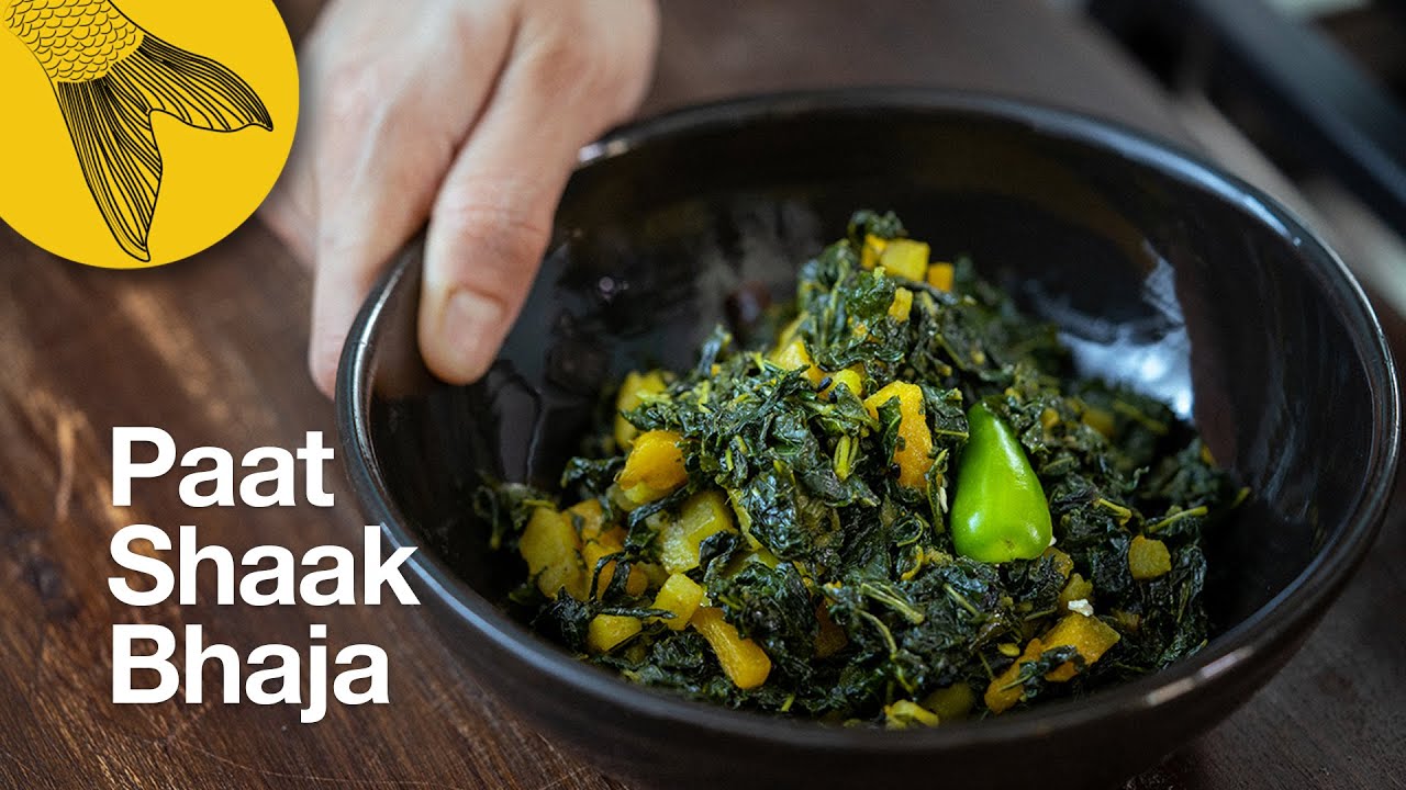 Paat Shaak Bhaja—stir-fried jute leaf—Bengali vegetarian recipe for summer