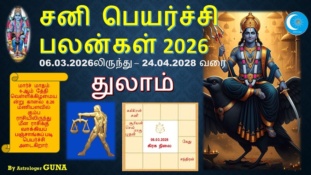 சனி பெயர்ச்சி பலன்கள் 2026 துலாம் Sani Peiyarchi Palangal Thulam Rasi