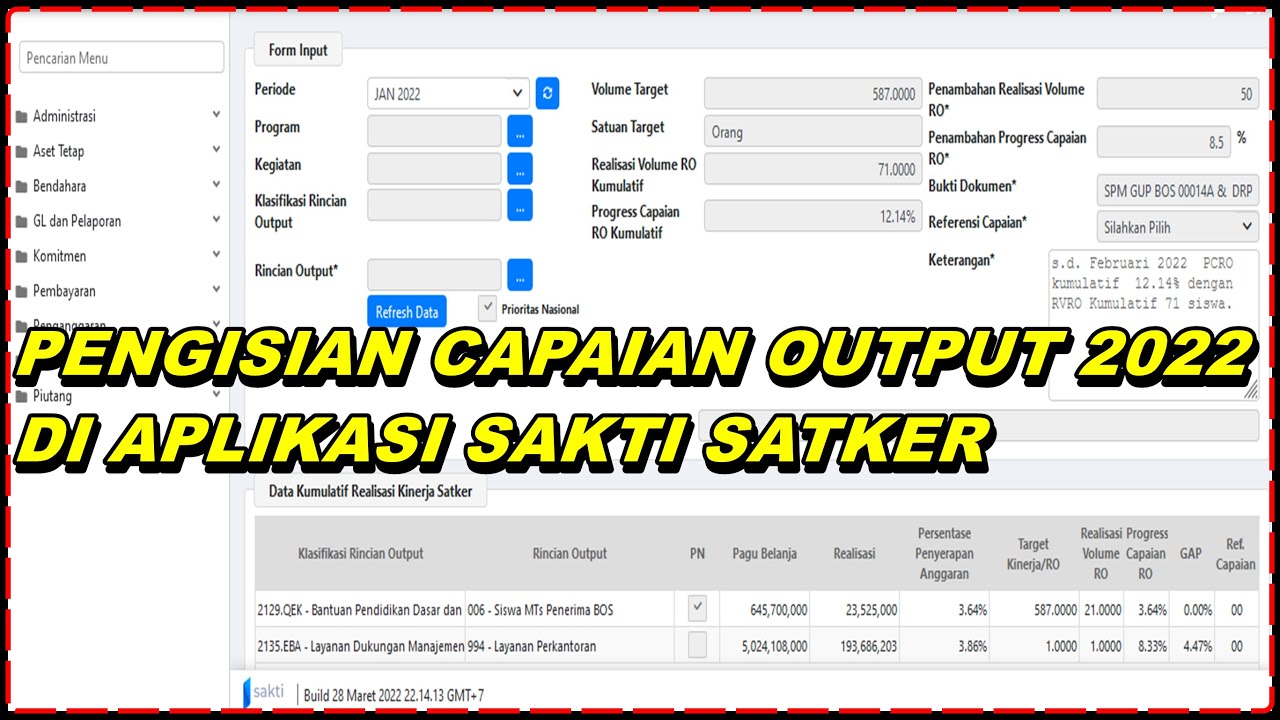 CARA MENGISI CAPAIAN OUTPUT (CAPUT) 2022 DI APLIKASI SAKTI SATKER