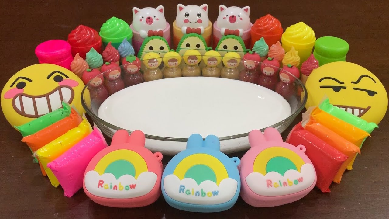 Rainbow Makeup, Clay and More Mixing into Glossy Slime !!! Relaxing with Slime! Best Slime #912