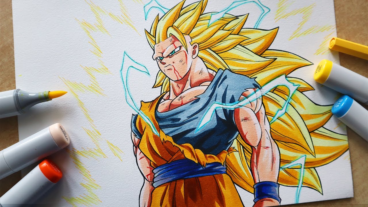 How to Draw Goku Super Saiyan 3 - Step By Step Tutorial | Dragon Ball Z