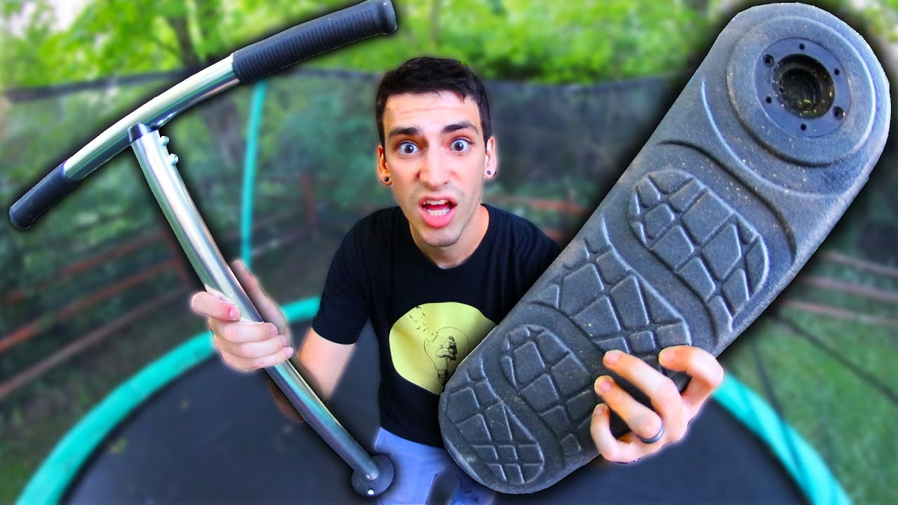 I SKATEBOARDED MY TRAMPOLINE SCOOTER?!