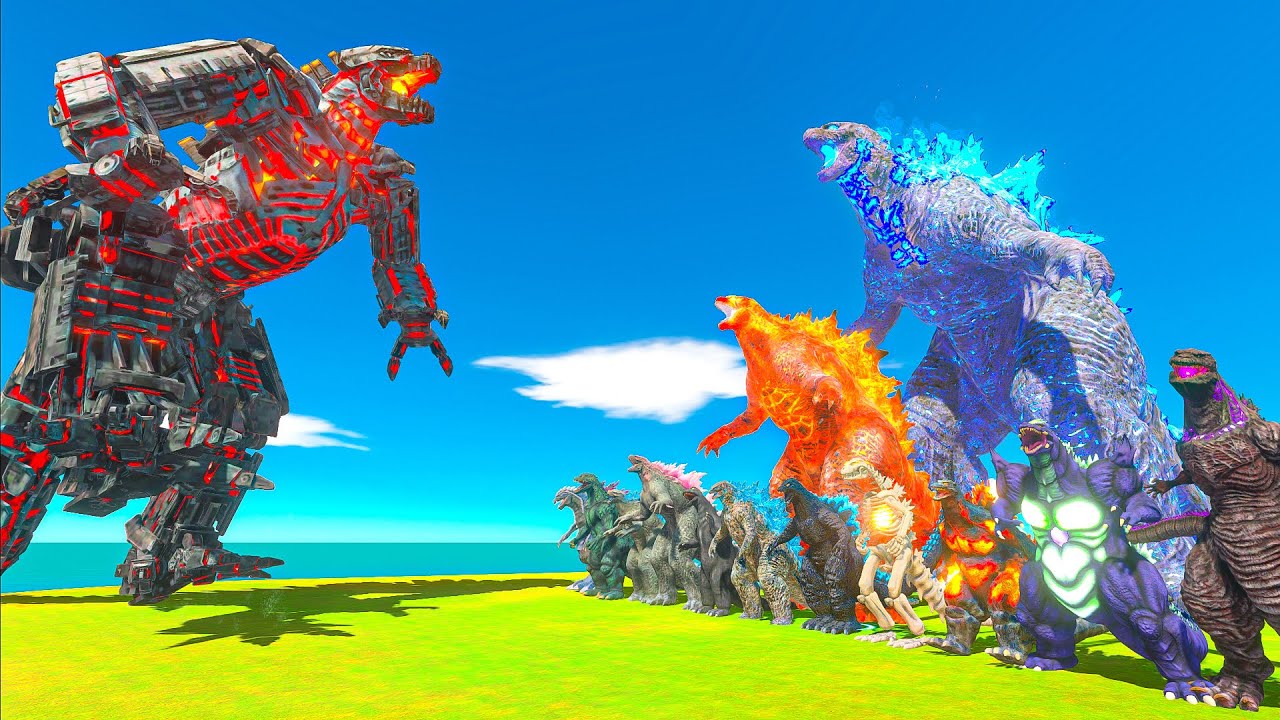 Team Mechagodzilla vs Team Supercharged Godzilla - Animal Revolt Battle Simulator