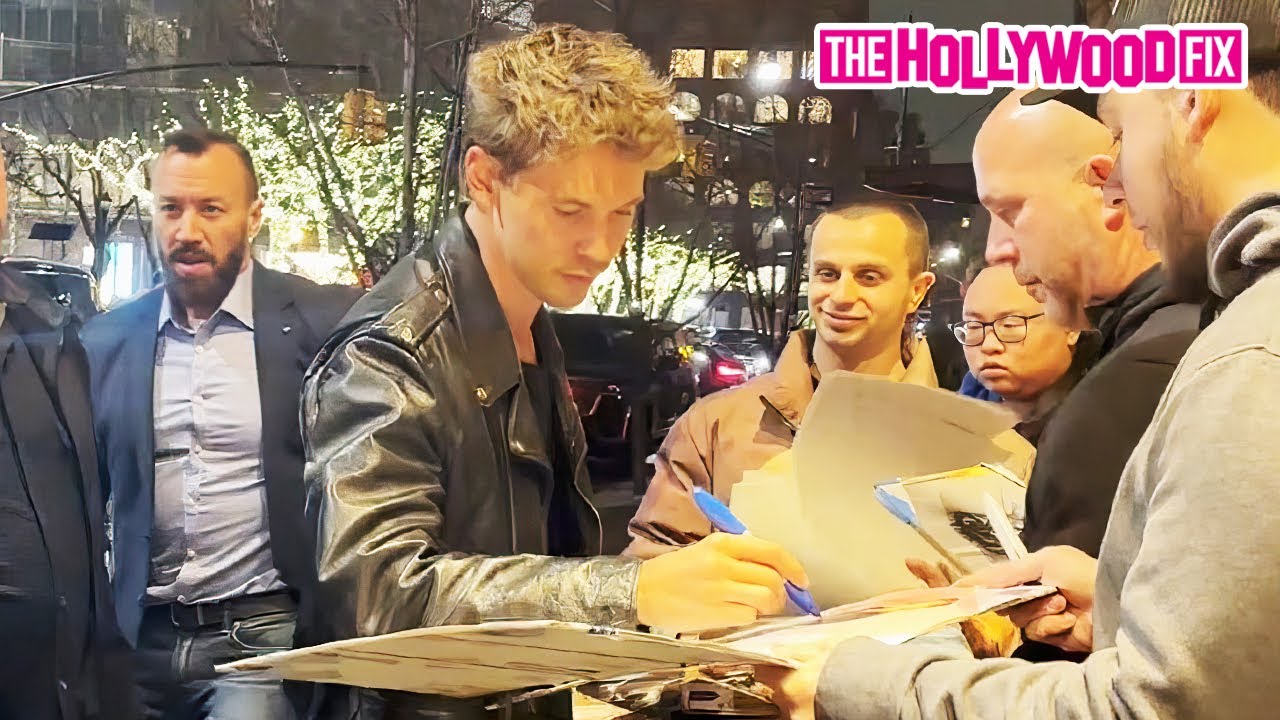 Austin Butler Gets Surprised By Callum Turner While Signing Autographs For Fans In New York, NY