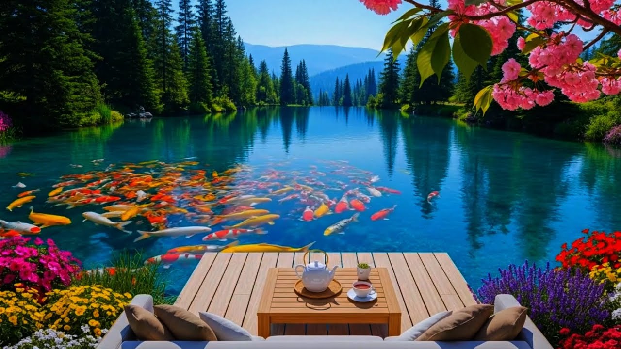 Peaceful Lakeside Morning ☕ Soft Music & Relaxing Nature Ambience