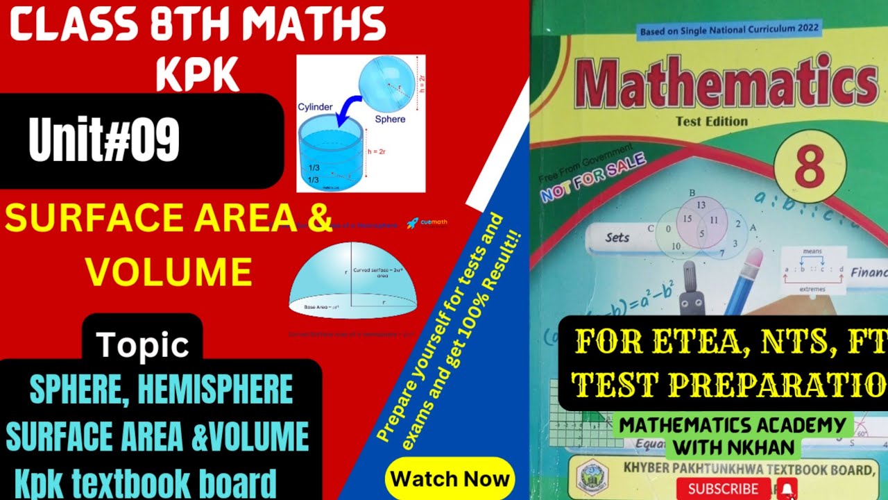 Surface area and volume of sphere|class 8 maths chapter 9|8th class maths unit 9 kpk