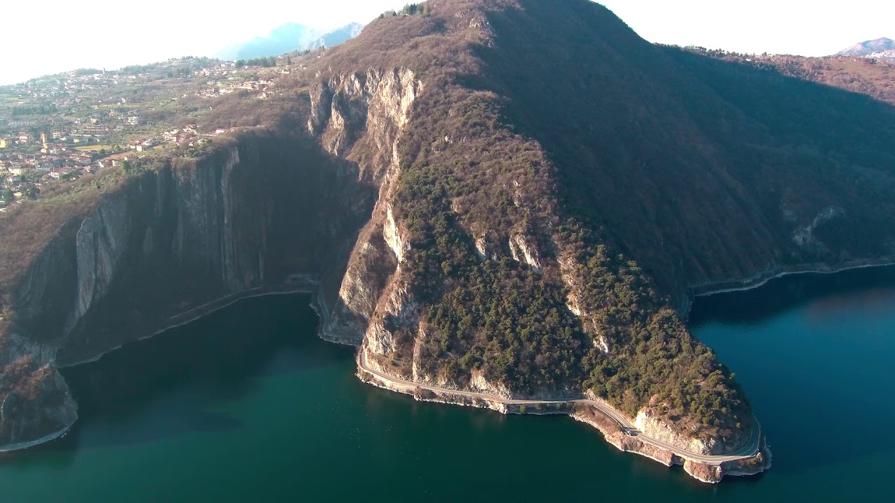 Iseo lake,Lovere,Tavernola, Italy, drone 4k footage.