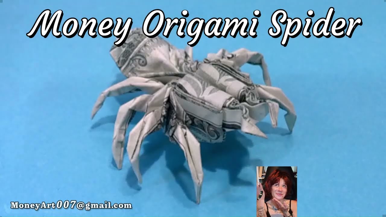 Money Origami by Kasey, Spider #moneyorigami #dollarorigami #spider
