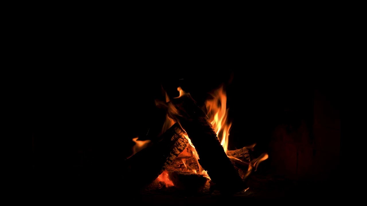 Night Fireplace with Crackling Fire Sounds 🔥Cozy Fireplace 4K. Dark Fireplace Noises Black Screen