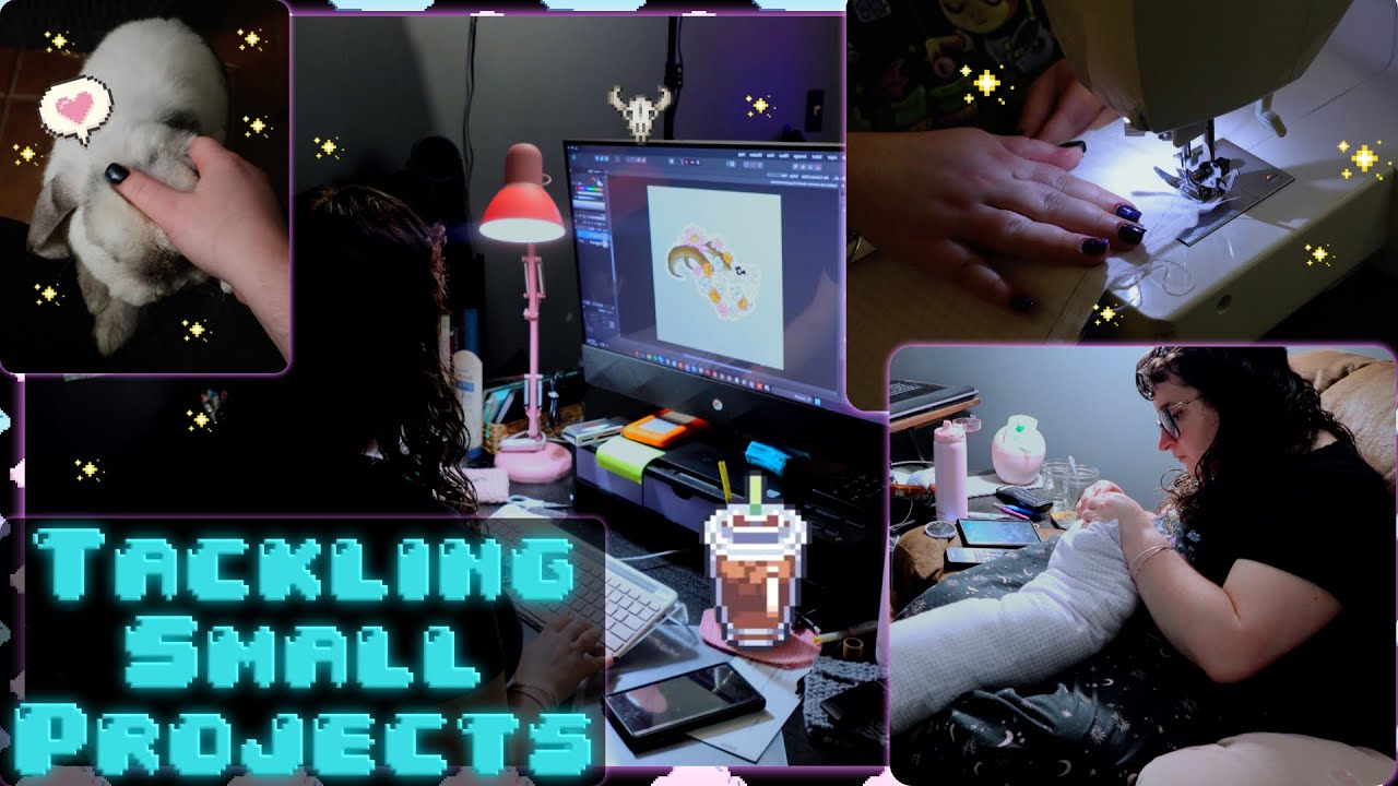 Cozy Craft Day in My Life | (Sewing Bunny Pillows, Embroidery Projects & Spyro)