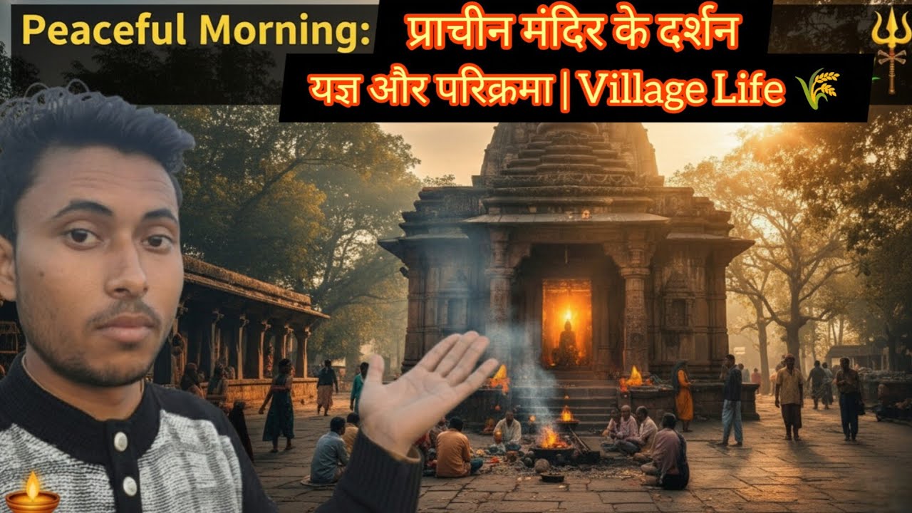 Peaceful Morning: प्राचीन मंदिर के दर्शन 🛕| यज्ञ और परिक्रमा | Village Life | #vlog #shivmandir 